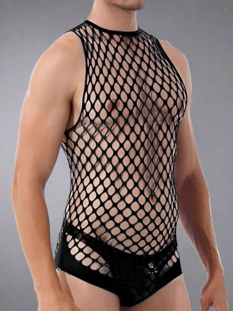 Ανδρικό Μαύρο Fishnet Κορμάκι