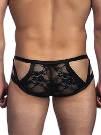 Ανδρικό μαύρο δερμάτινο low rise sexy σλιπ – Juicy String