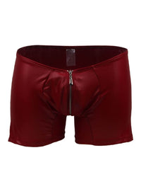Ανδρικό boxer σε Bordeaux δερματίνη με φερμουάρ μπροστά – Juicy String