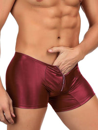 Ανδρικό boxer σε Bordeaux δερματίνη με φερμουάρ μπροστά – Juicy String