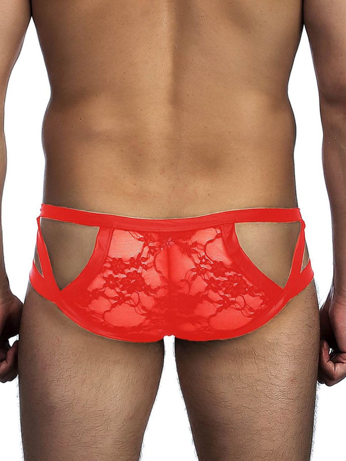 Ανδρικό κόκκινο δερμάτινο low rise sexy σλιπ – Juicy String