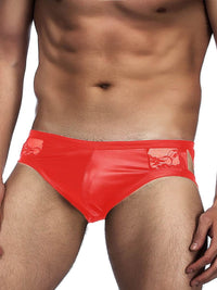 Ανδρικό κόκκινο δερμάτινο low rise sexy σλιπ – Juicy String