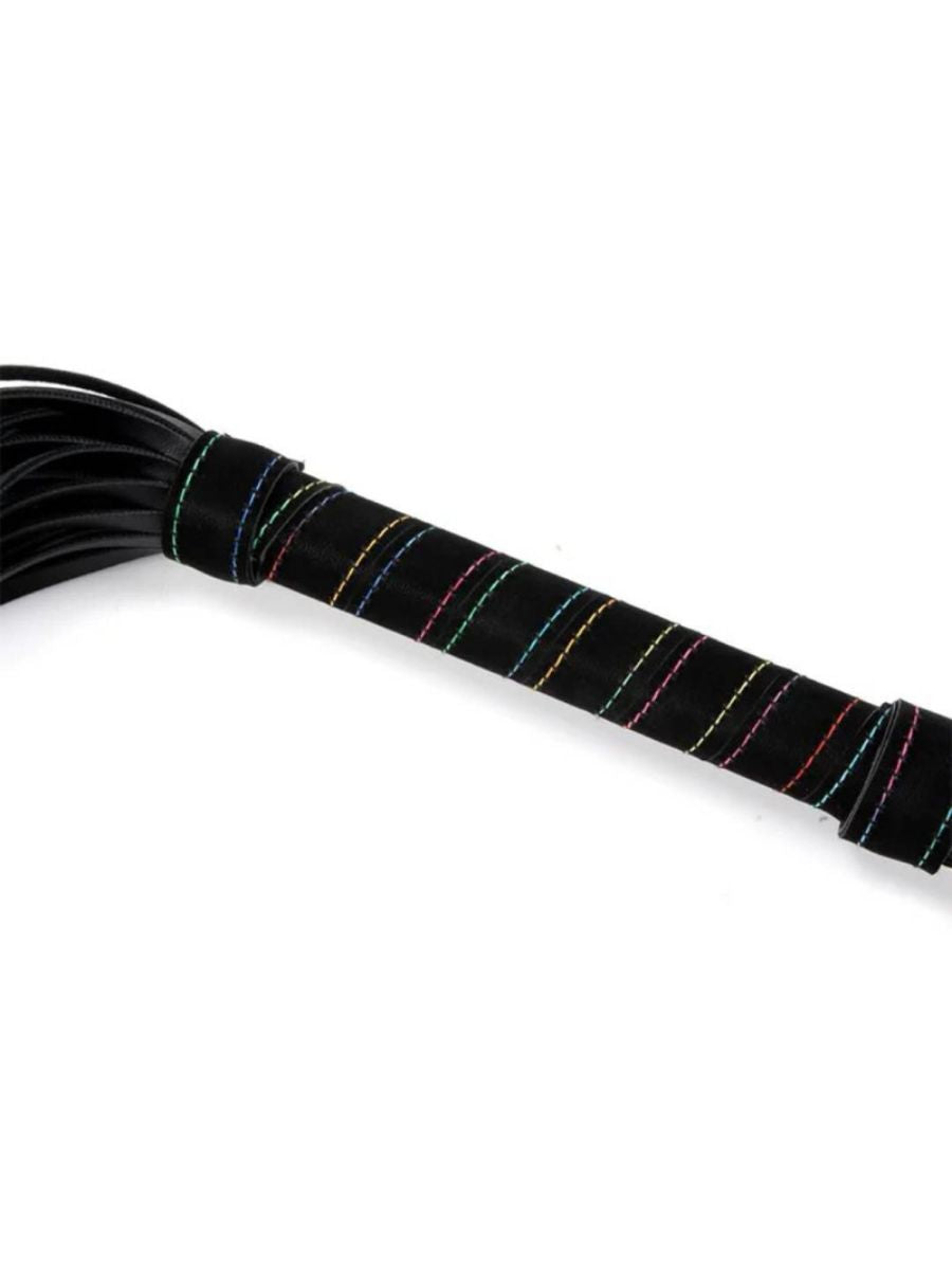 Mini BDSM whip με ανάγλυφη λαβή – PU leather – Juicy String