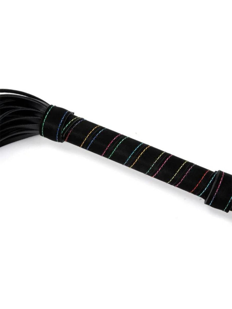 Mini BDSM whip με ανάγλυφη λαβή – PU leather – Juicy String