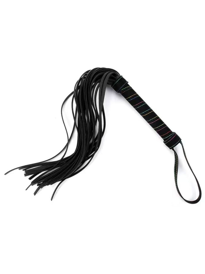 Mini BDSM whip με ανάγλυφη λαβή – PU leather – Juicy String