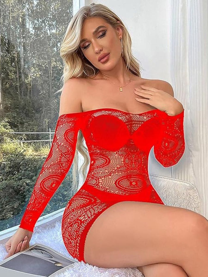 Bodystocking Φόρεμα με Μακριά Μανίκια