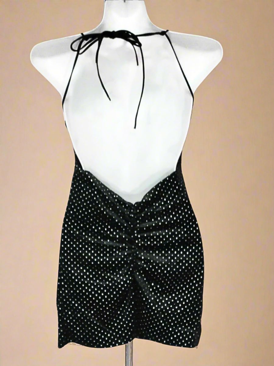 Mini Φόρεμα Βελούδινο με Strass & Ανοιχτή Πλάτη