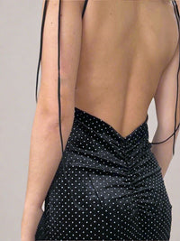 Mini Φόρεμα Βελούδινο με Strass & Ανοιχτή Πλάτη