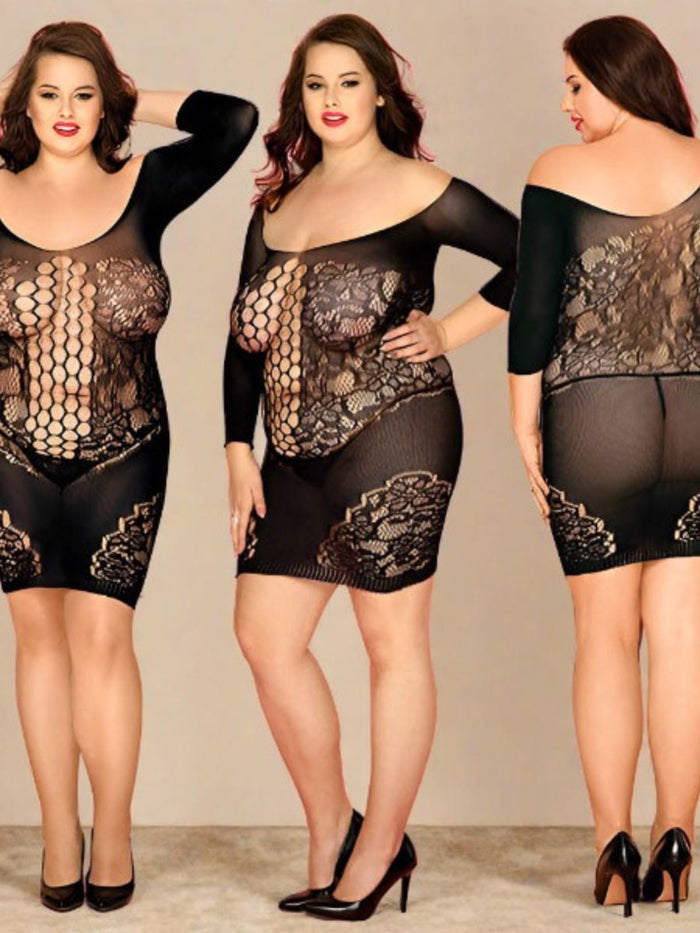 Ελαστικό Μίνι See Through Sexy Φόρεμα Plus Size