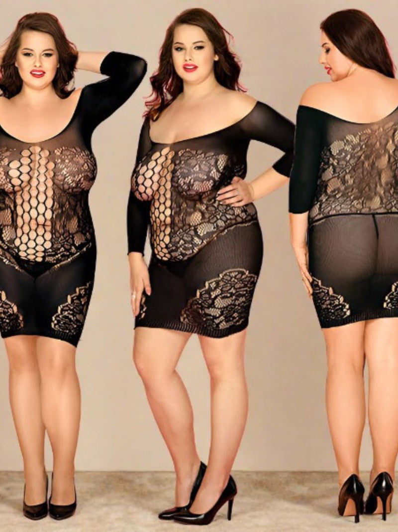 Ελαστικό Μίνι See Through Sexy Φόρεμα Plus Size