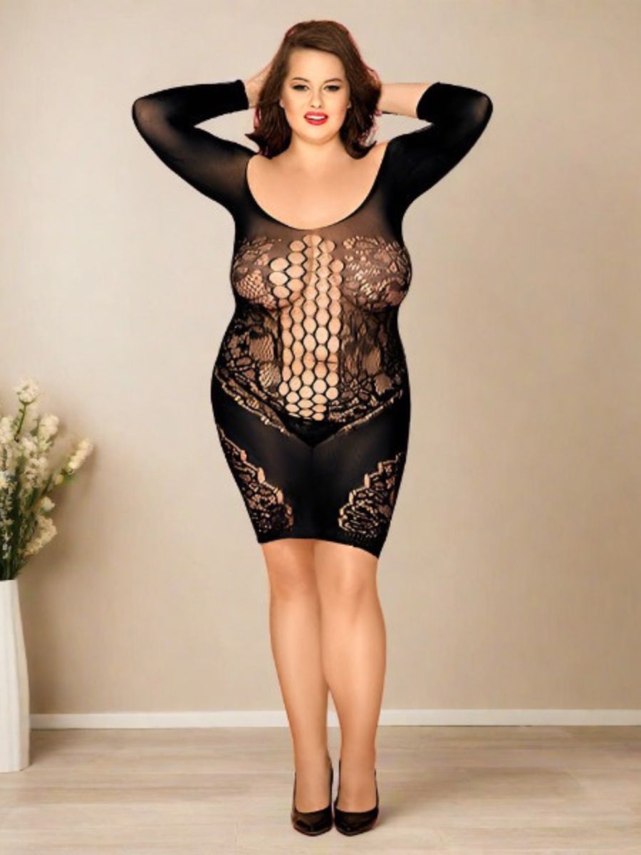 Ελαστικό Μίνι See Through Sexy Φόρεμα Plus Size