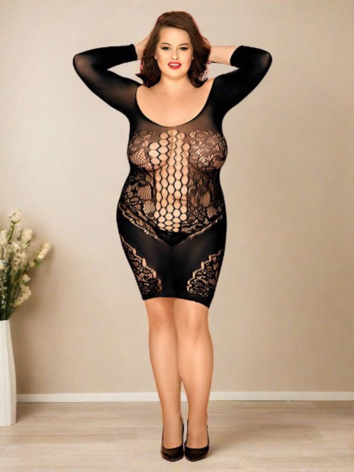 Ελαστικό Μίνι See Through Sexy Φόρεμα Plus Size