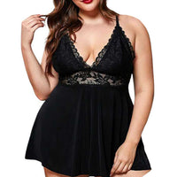Plus Size Babydoll με Δαντέλα και Βαθύ V Ντεκολτέ