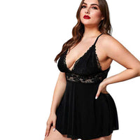 Plus Size Babydoll με Δαντέλα και Βαθύ V Ντεκολτέ
