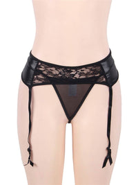 Plus size μαύρη δαντελένια ζαρτιέρα με στρινγκ – Juicy String