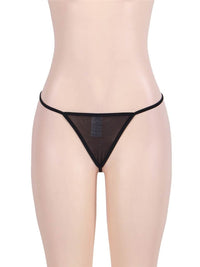 Plus size μαύρη δαντελένια ζαρτιέρα με στρινγκ – Juicy String