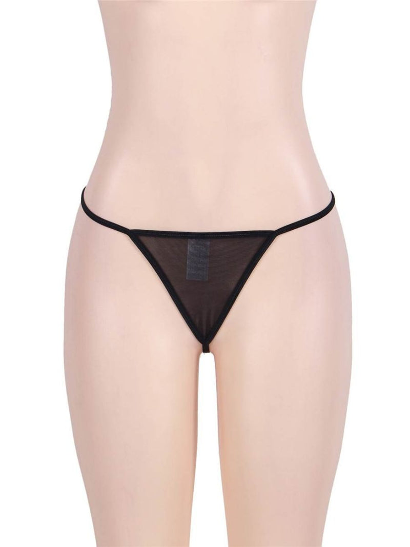 Plus size μαύρη δαντελένια ζαρτιέρα με στρινγκ – Juicy String