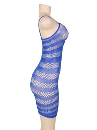 Μπλε fishnet ολόσωμο φόρεμα δίχτυ για plus size σιλουέτες – Juicy String