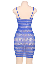 Μπλε fishnet ολόσωμο φόρεμα δίχτυ για plus size σιλουέτες – Juicy String