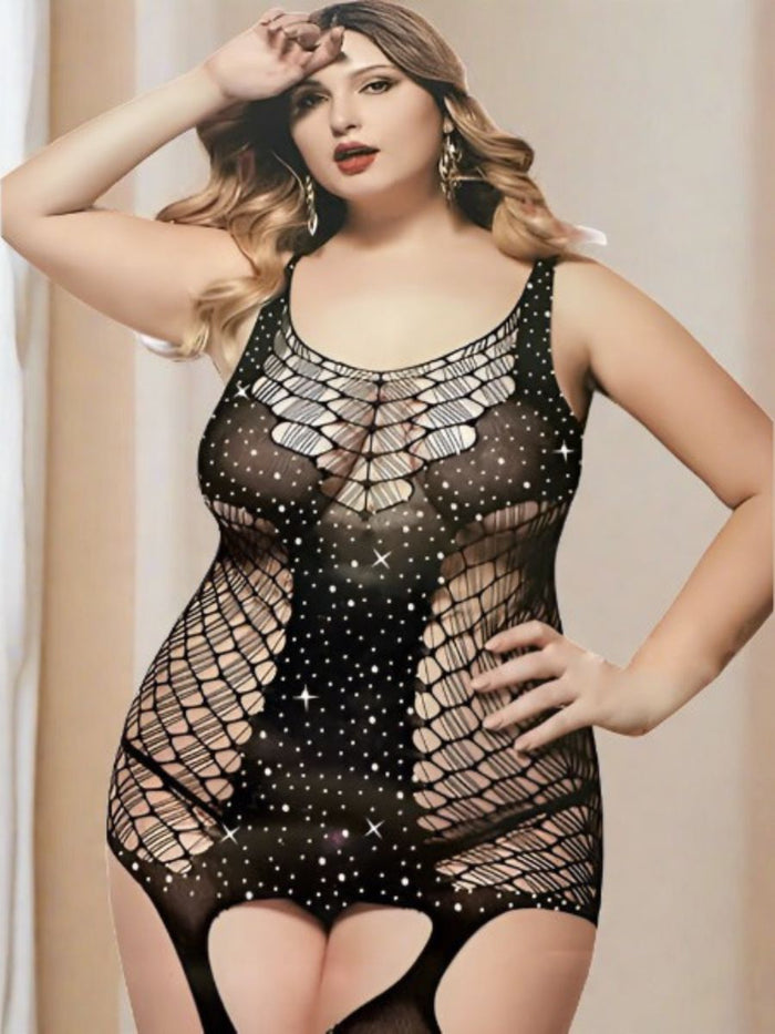 Εντυπωσιακό Sexy Plus Size Bodystocking με Strass