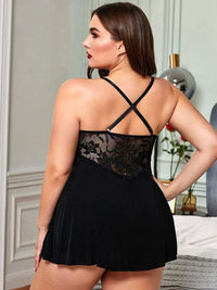 Plus size babydoll με δαντέλα και βαθύ V ντεκολτέ – Juicy String