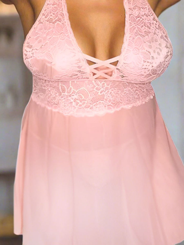 Plus Size Babydoll από Διαφάνεια και Δαντελένιο Μπούστο