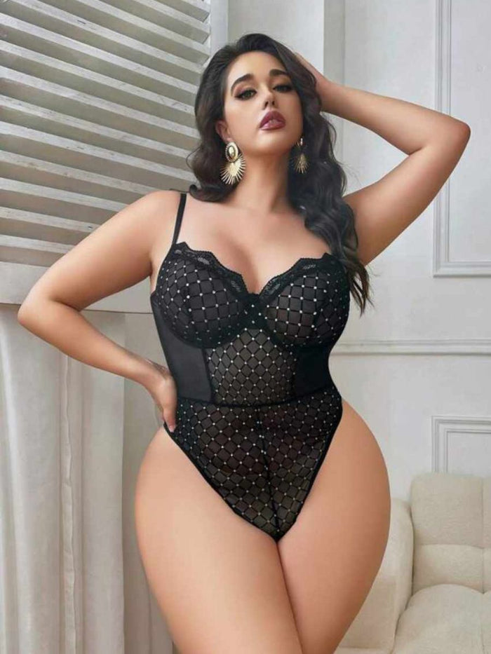 Plus Size Bodysuit με Δαντέλα & Λαμπερές Λεπτομέρειες