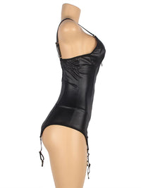 Plus size δερμάτινο lingerie σετ με ζαρτιέρα και φερμουάρ. Για σέξι εμφανίσεις με attitude – Juicy String
