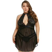 Plus Size Αέρινο Babydoll με Ασορτί Slip