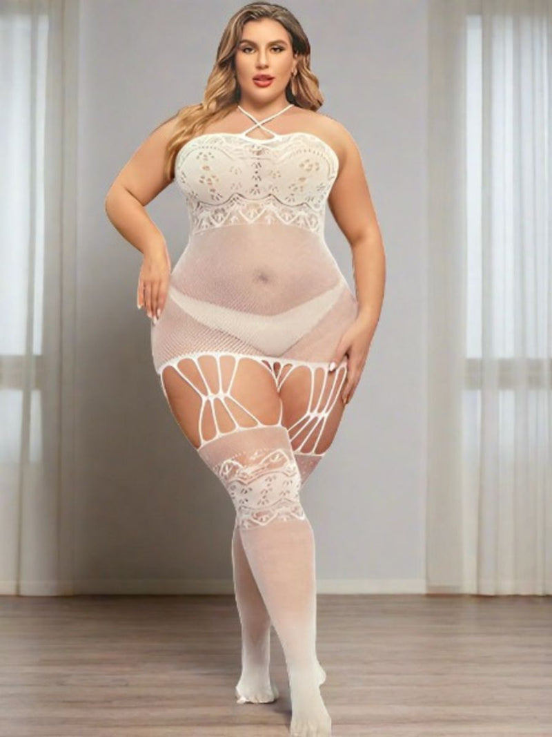 Sexy Plus Size Bodystocking See Through με Μοτίβο