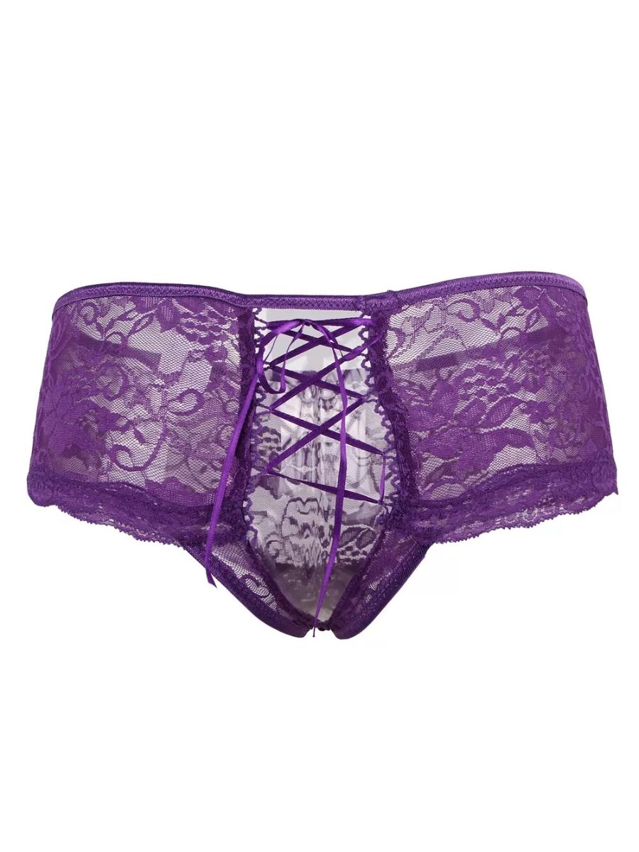 Μοβ σέξι εσώρουχο με άνοιγμα στον καβάλο – Juicy String