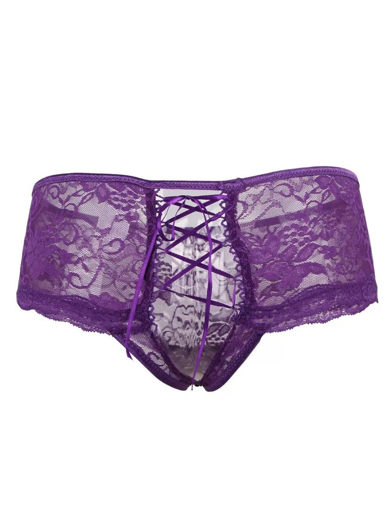 Μοβ σέξι εσώρουχο με άνοιγμα στον καβάλο – Juicy String