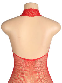 Κόκκινο ολόσωμο bustless bodystocking από διάφανο mesh – Juicy String