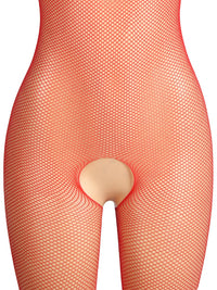 Κόκκινο ολόσωμο bustless bodystocking από διάφανο mesh – Juicy String