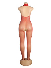 Κόκκινο ολόσωμο bustless bodystocking από διάφανο mesh – Juicy String