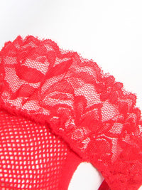 Κόκκινο ολόσωμο bustless bodystocking από διάφανο mesh – Juicy String