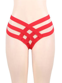 Κόκκινο cage bandage στρινγκ με λουριά & cut-out σχέδιο – Juicy String