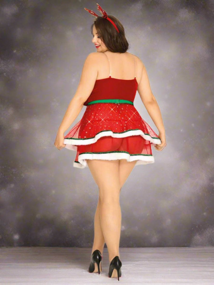 Κόκκινη Χριστουγεννιάτικη Στολή Plus Size 🎅❤️