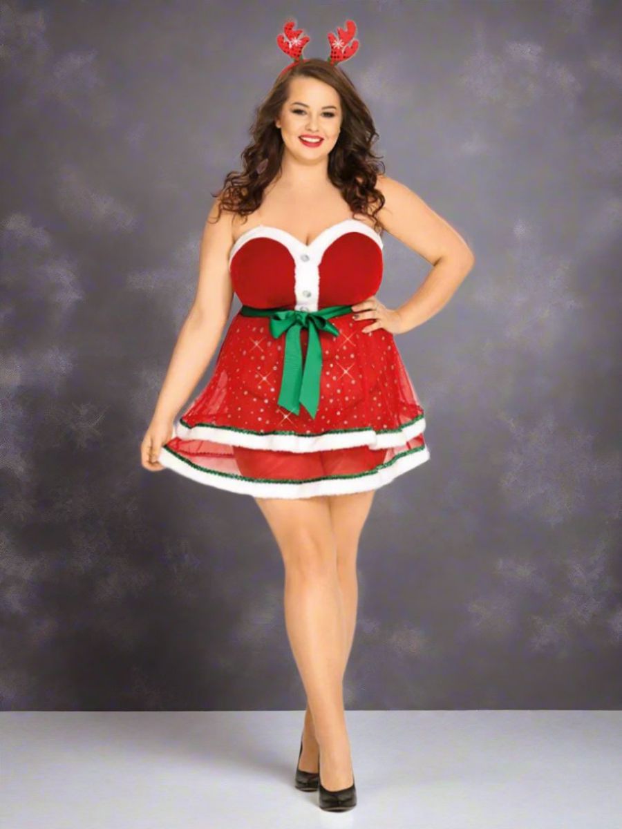 Κόκκινη Χριστουγεννιάτικη Στολή Plus Size 🎅❤️