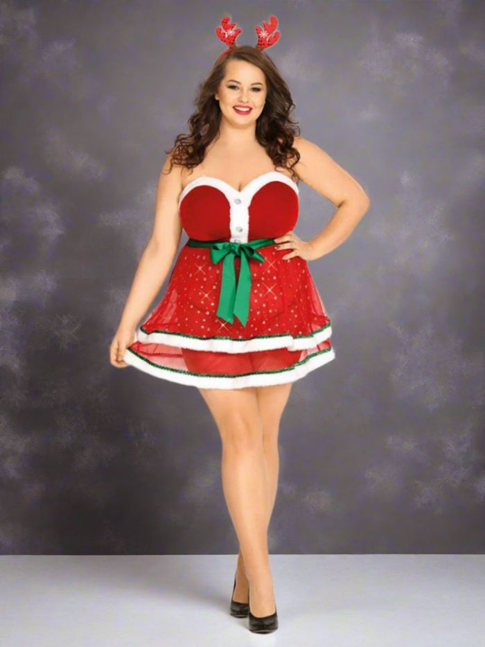 Κόκκινη Χριστουγεννιάτικη Στολή Plus Size 🎅❤️