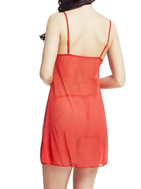 Κόκκινο cupless babydoll με σατέν φιόγκους και C-string – Juicy String