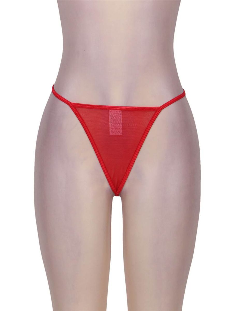 Κόκκινο δαντελένιο εσώρουχο με ζαρτιέρες – Juicy String