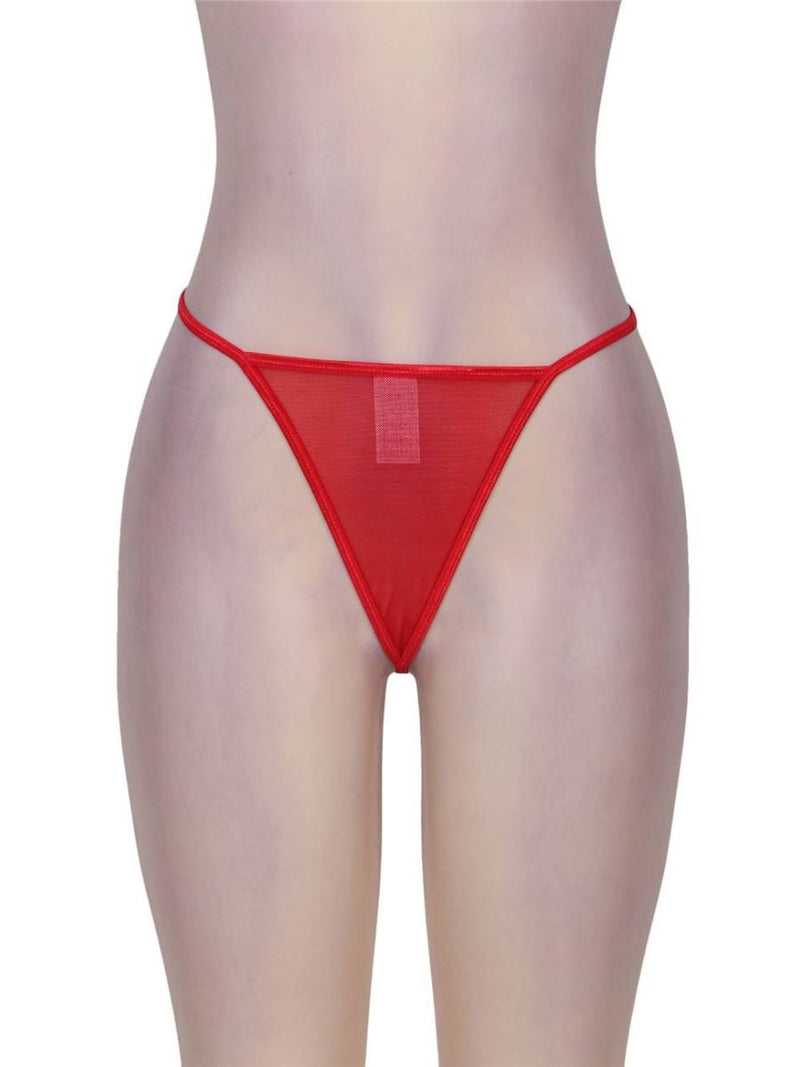 Κόκκινο δαντελένιο εσώρουχο με ζαρτιέρες – Juicy String