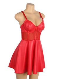 Κόκκινο δερμάτινο mini φόρεμα με διαφάνειες – Juicy String