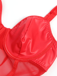 Κόκκινο δερμάτινο mini φόρεμα με διαφάνειες – Juicy String