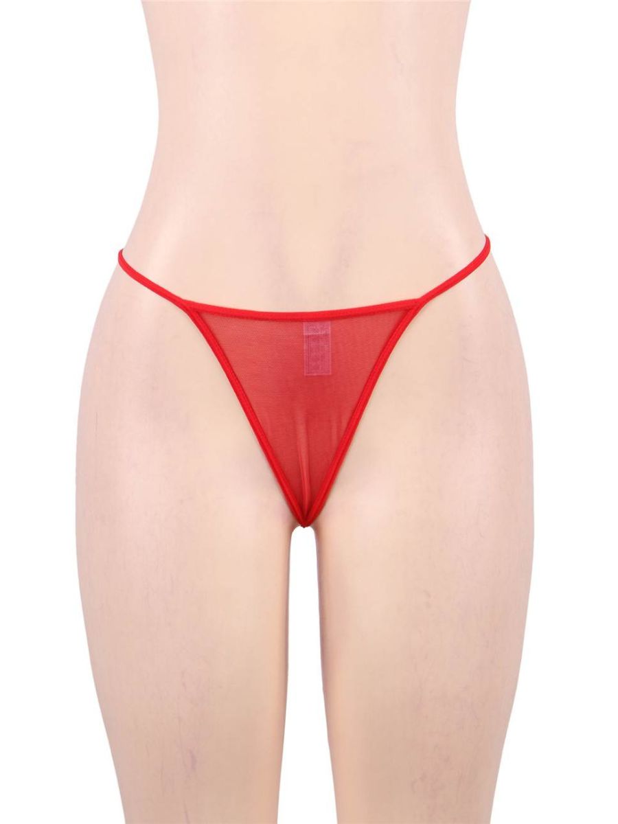 Κόκκινο σατέν babydoll με δαντέλα και μπανέλα – Juicy String