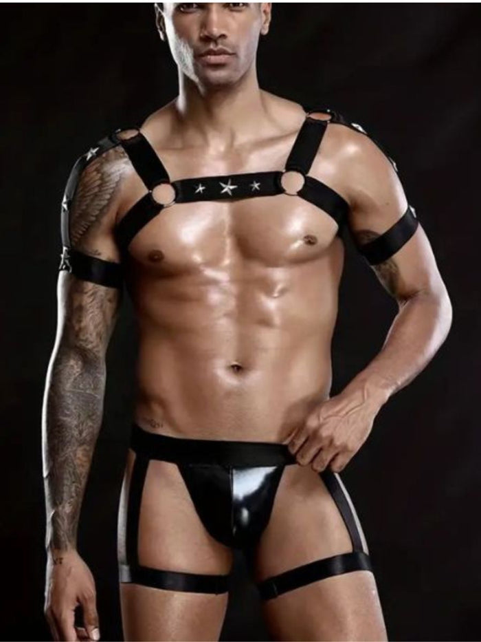 Roleplay Men's Chest Harness System Wet Look