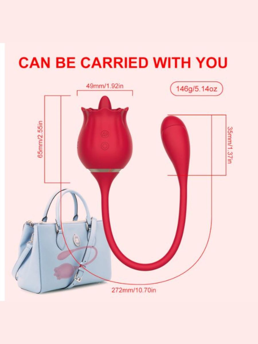 Rose Clit Licking Mini Δονητής επαναφορτιζόμενος, αδιάβροχος, με 9 συχνότητες δόνησης και αναρρόφηση – Juicy String