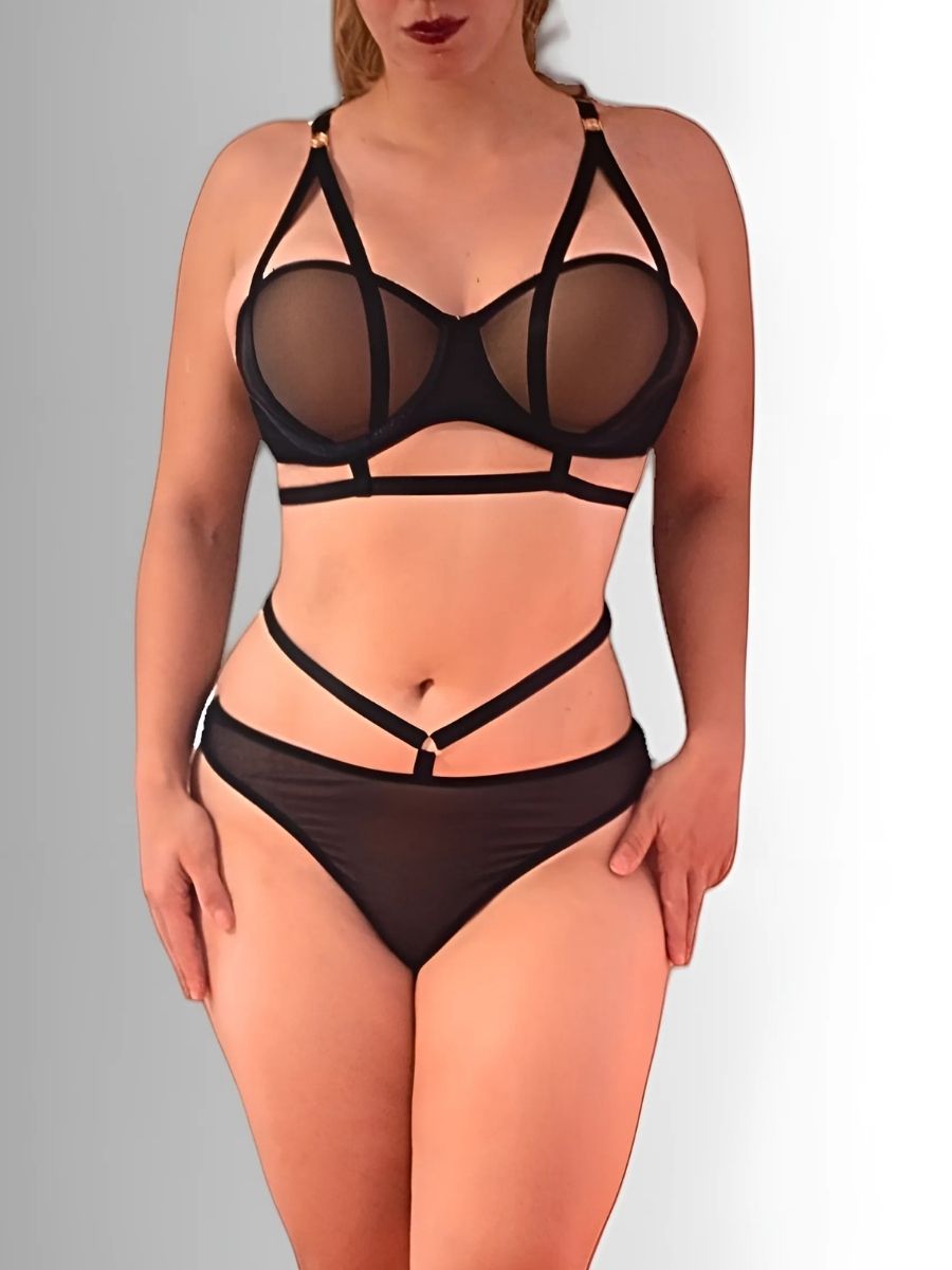 See Through Σετ Bra και String με Επένδυση