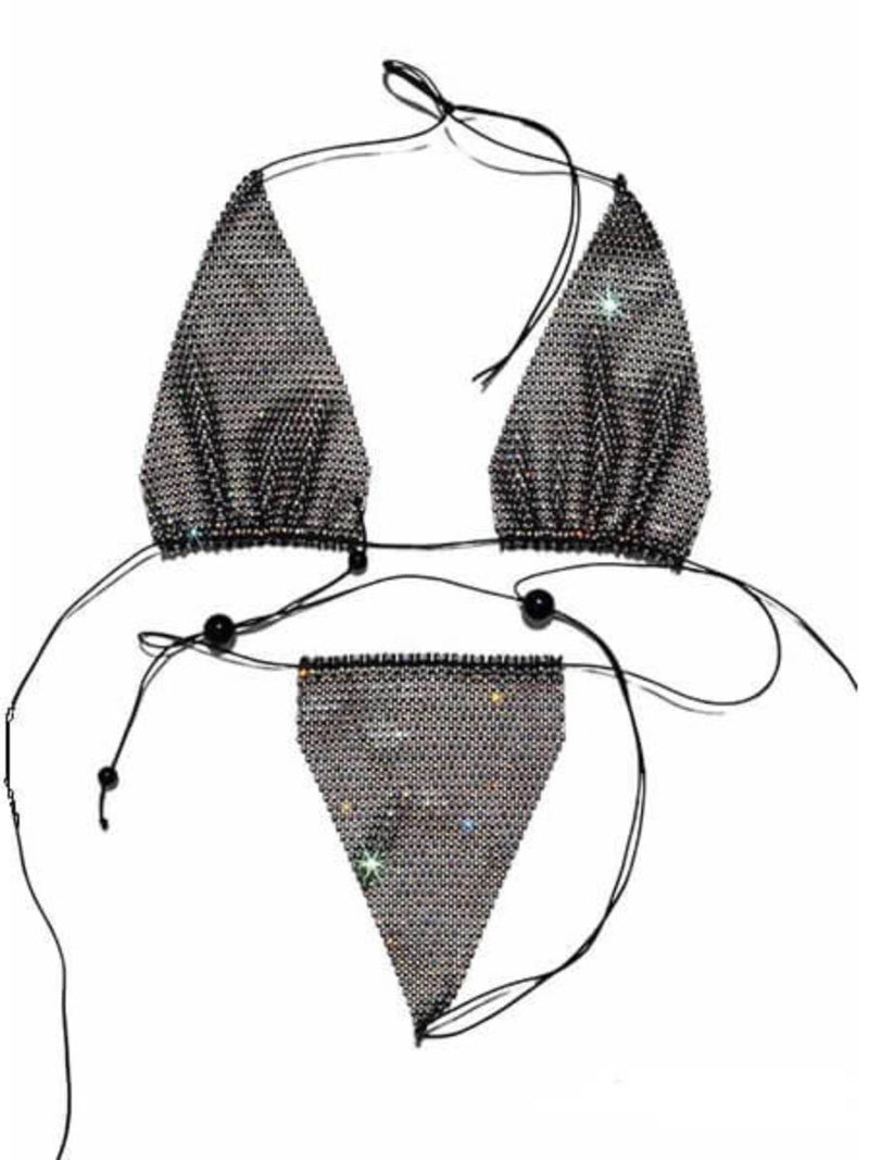 Sexy Set Τριγωνάκι και String με Strass